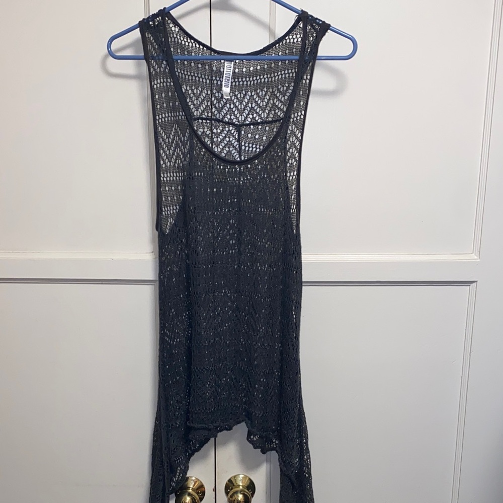 Maria Rerio Small Black Crochet Bikini Swimsuit Cover-Up Dress